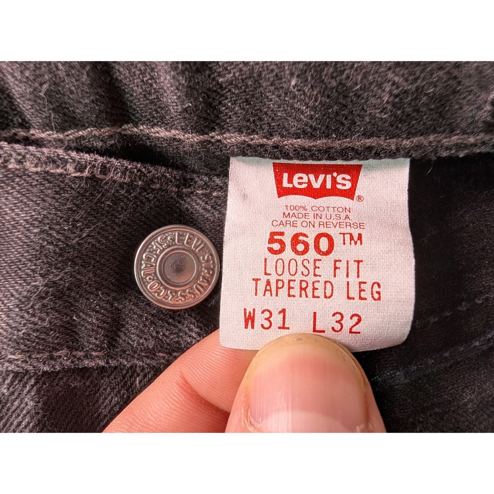 Vintage Levis 560 Loose Fit Tapered Leg Black Denim Jeans Made in USA Mens 29x31 - Picture 7 of 15